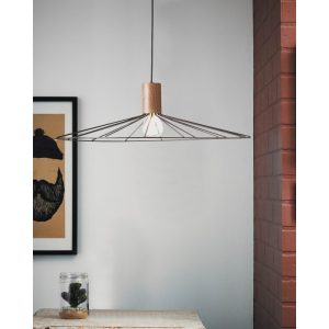 Suspension Brilliant MANAMA Noir, Bois foncé, 1 lumière