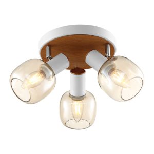 Spot Woody 3xE14 Circulaire 4W D395xH130mm Blanc