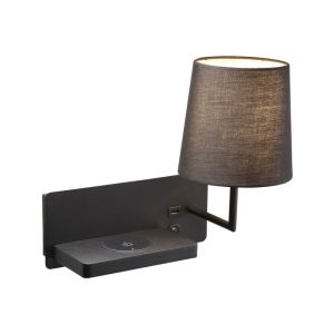 Applique Tyron 1xE14 USB+Char sansfil noir 32*22*28.5cm