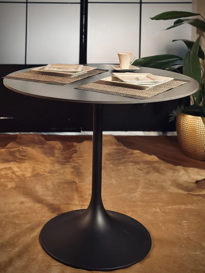 Ø 70 cm / Table ronde Ø70 en quartz artificiel avec pied tulipe noir