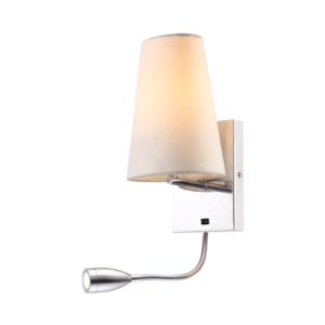 Applique Leer blanc chromé E27 incluse + LED 1W 3000K