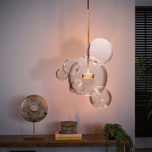 5 X BOULES/Suspension contemporaine Bubble en verre et finition laiton (Copie)