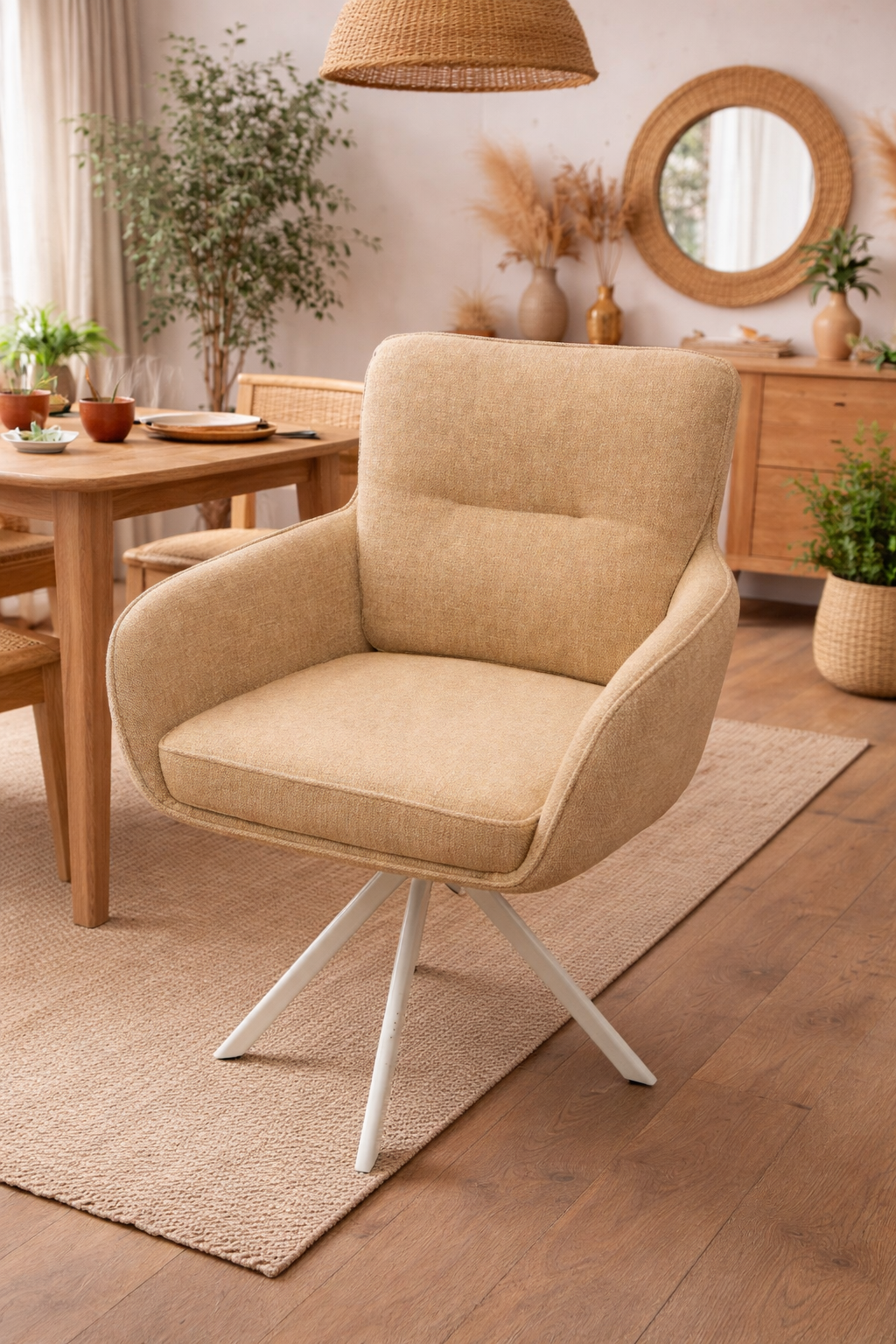Fauteuil rotatif au style scandinave contemporain