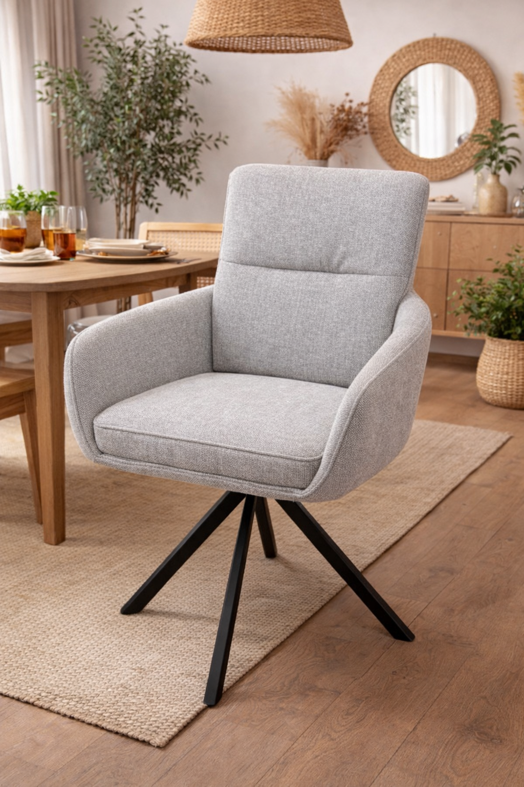 Fauteuil rotatif au style scandinave contemporain
