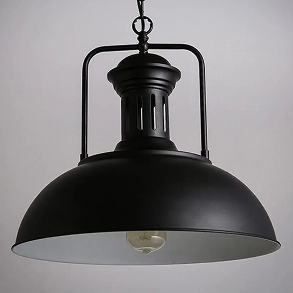 Suspension “Atelier” au caractère industriel – Noir mat profond