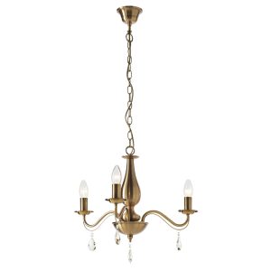 Chandelier Smarter Fabiola, metal, glass, brass, 3XE14, D.52 cm