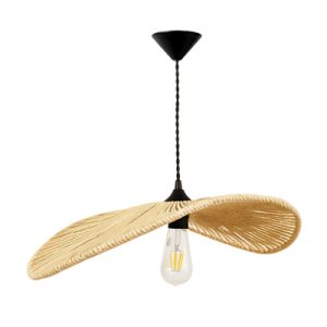 Suspension  E27 a file de Raphia beige 58*40*110 cm